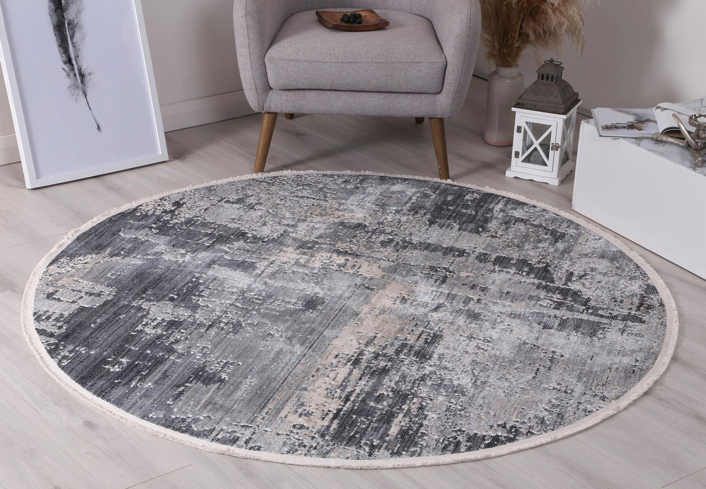 Hawkins Modern Round Rug, Blue - Nova Rugs