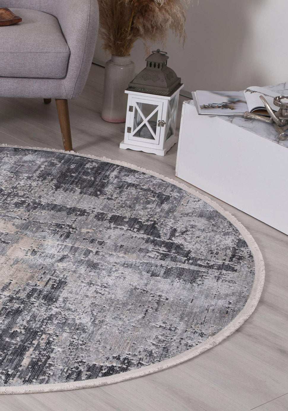 Hawkins Modern Round Rug, Blue - Nova Rugs
