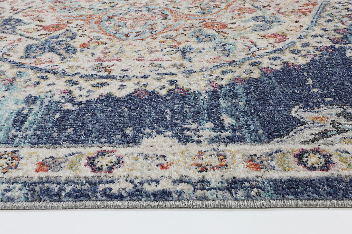 Hollow Medalion Transitional Navy Multi Rug - Nova Rugs