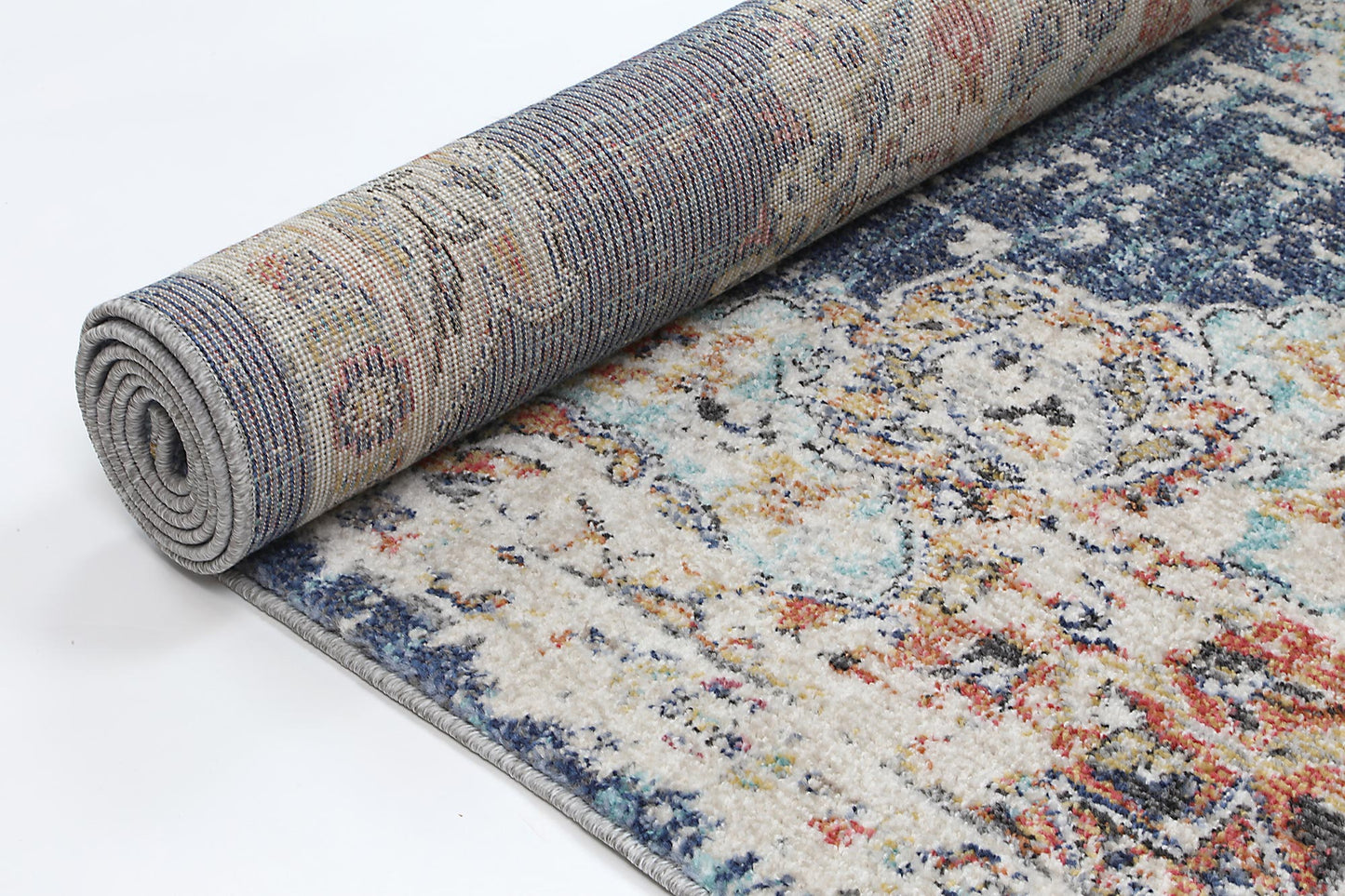Hollow Medalion Transitional Navy Multi Rug - Nova Rugs