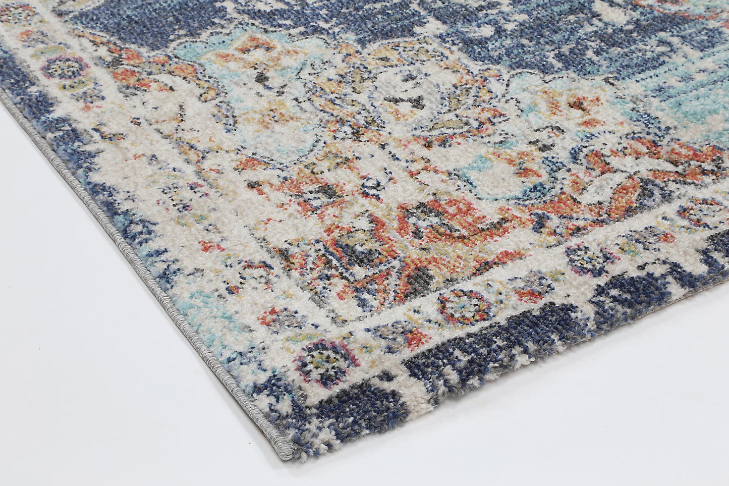 Hollow Medalion Transitional Navy Multi Rug - Nova Rugs