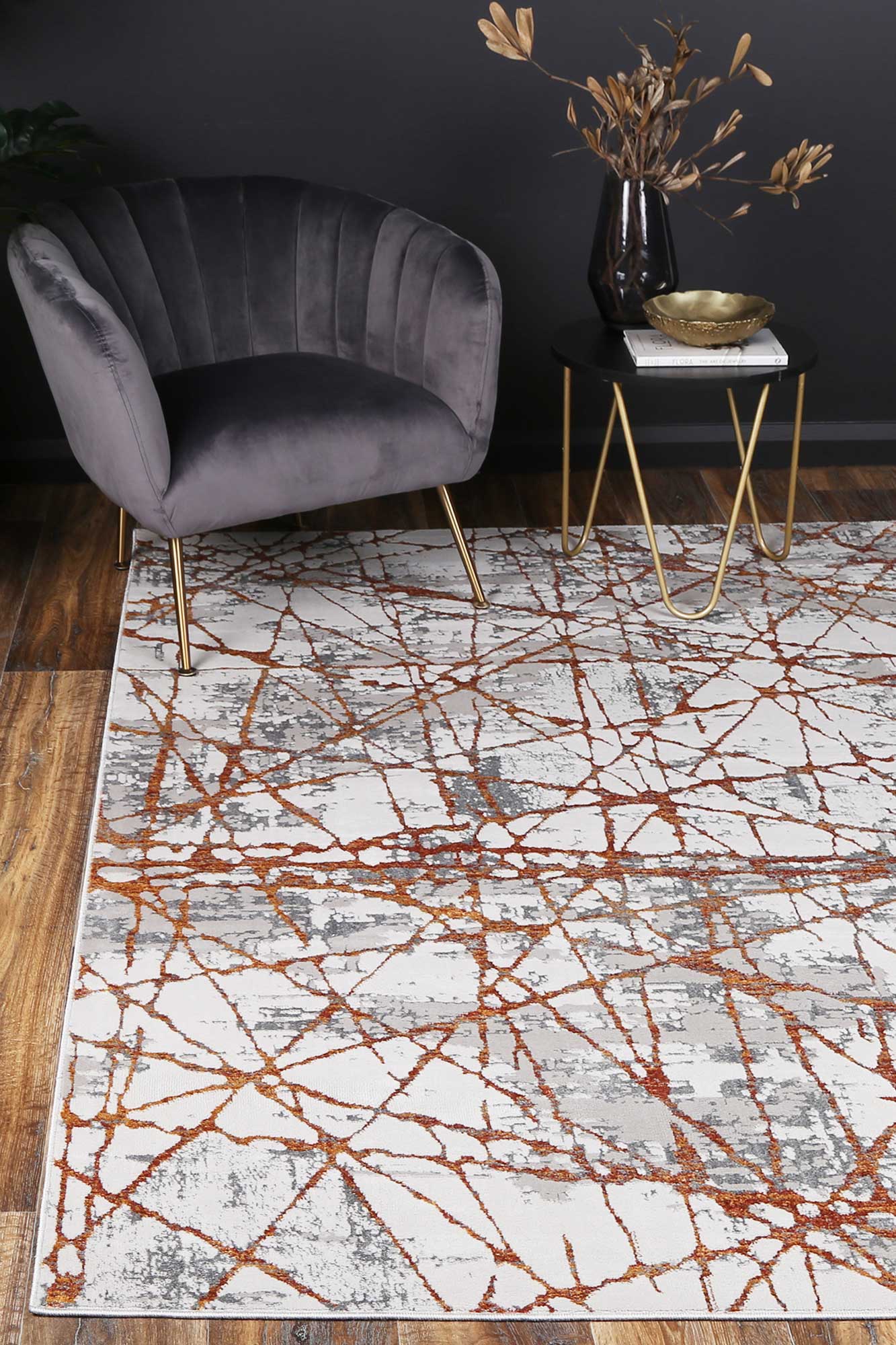Isaiah Geometric Rust Rug - Nova Rugs