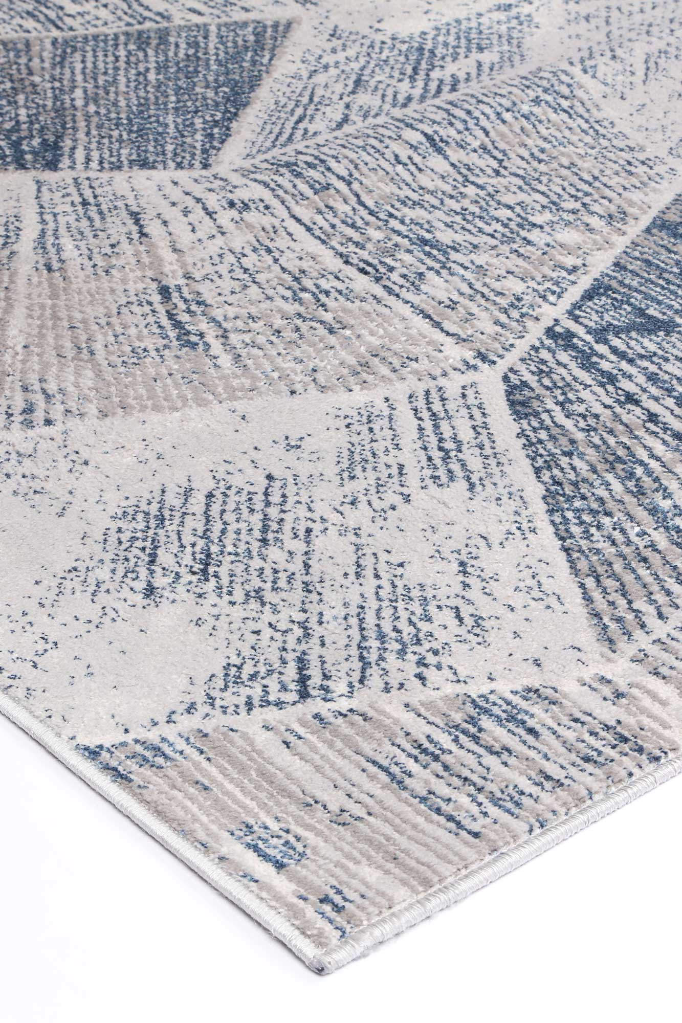 Isaiah Grey Blue Tiled Geometric Rug - Nova Rugs