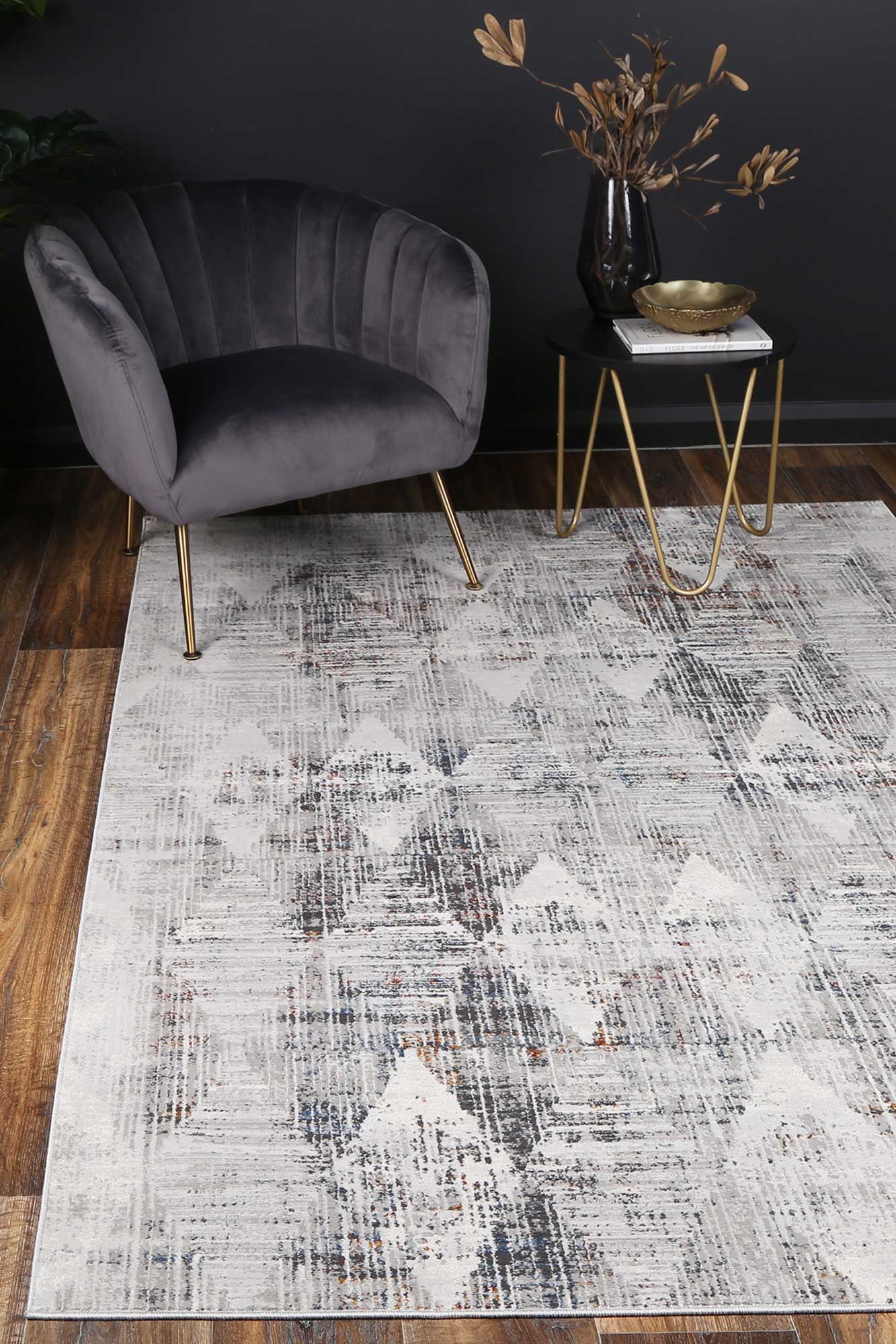 Isaiah Grey Multi Diamond Transitional Rug - Nova Rugs