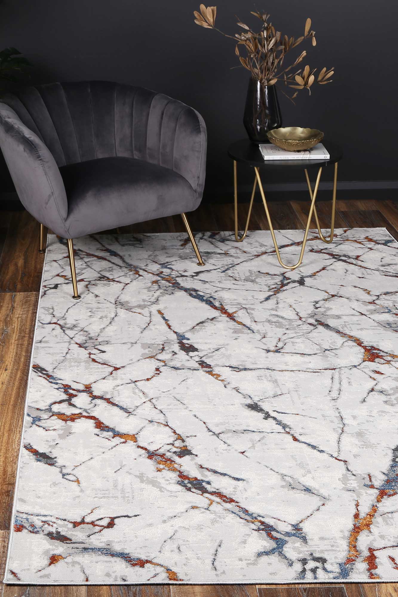Isaiah Grey Multi Marble Rug - Nova Rugs