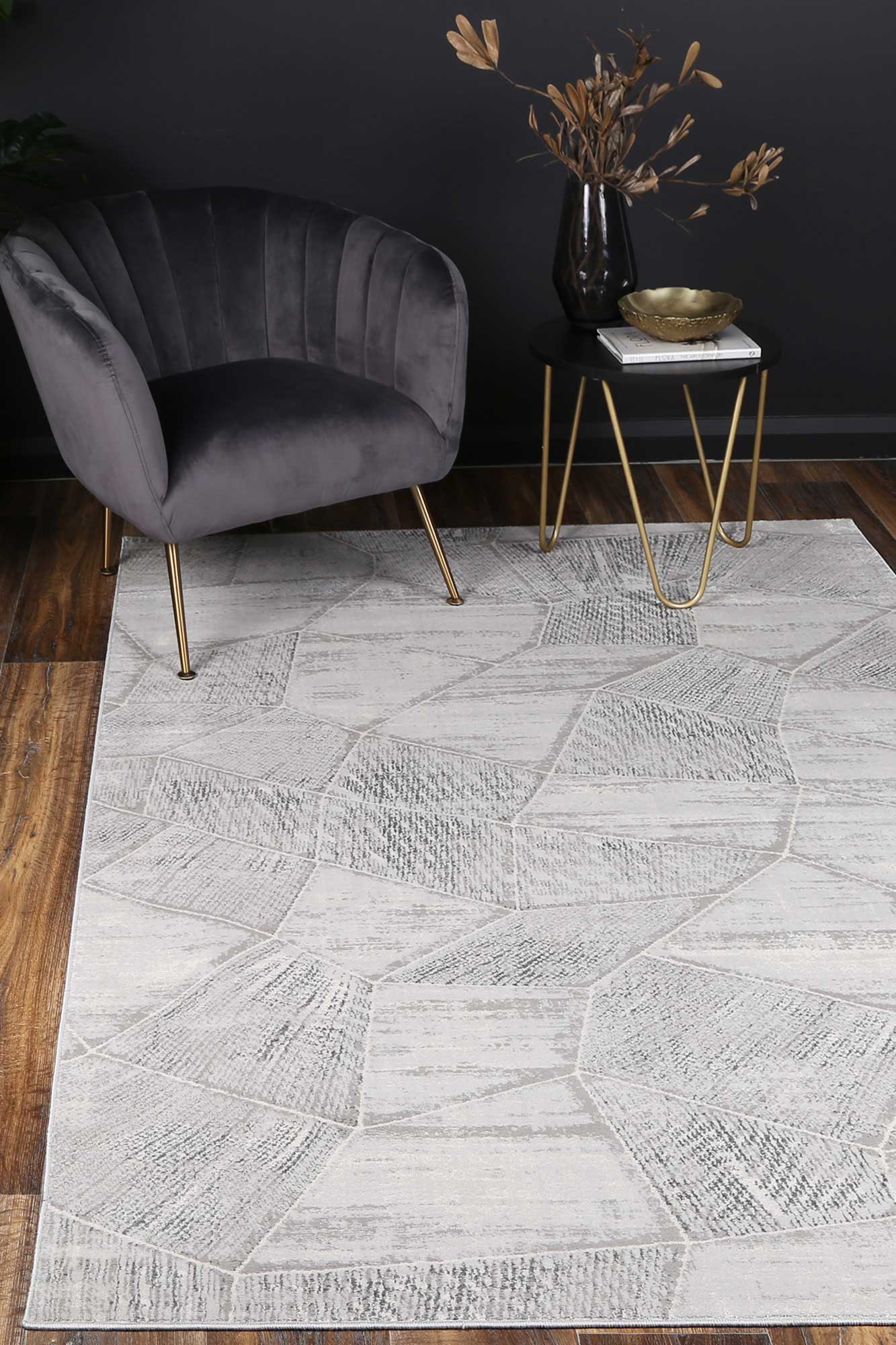 Isaiah Grey Tiled Geometric Rug - Nova Rugs