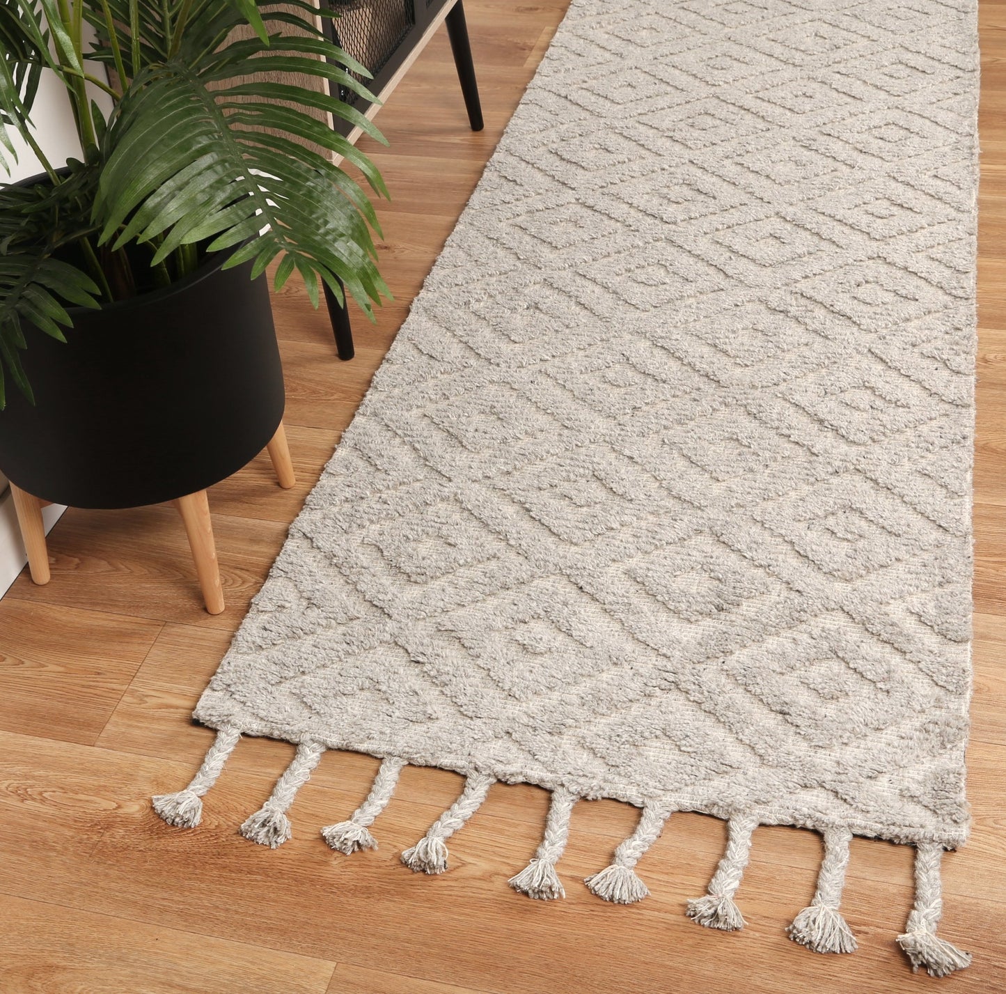 Leilani Plush Diamond Grey Runner Rug - Nova Rugs