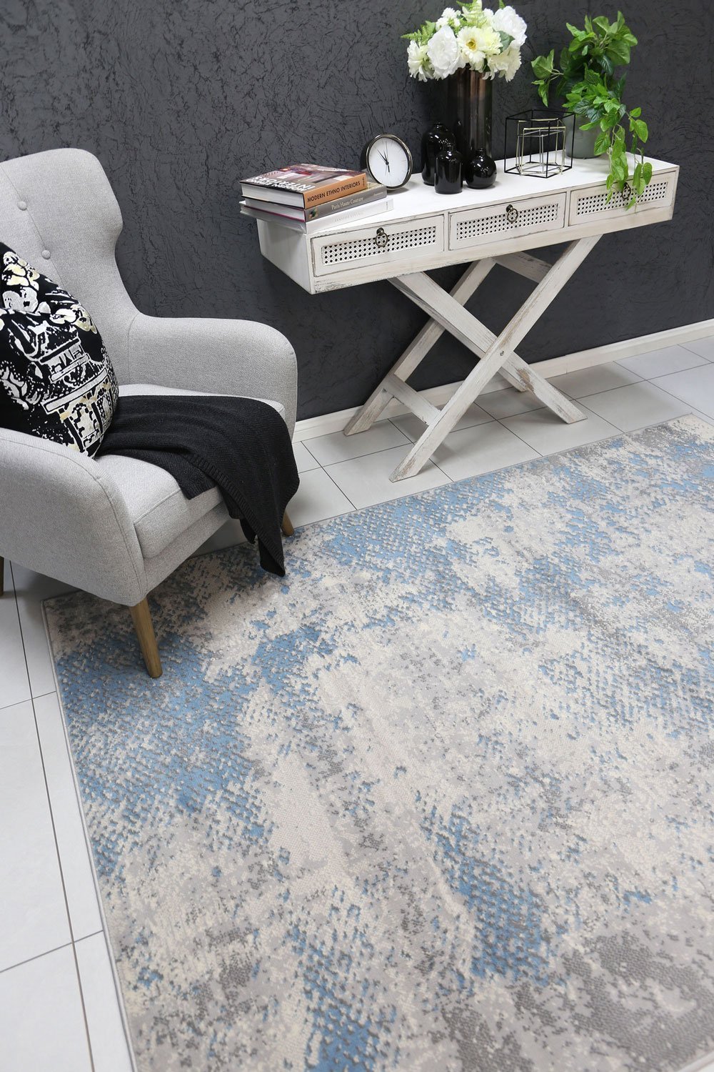 Light Blue & Grey Elise Abstract Rug - Nova Rugs