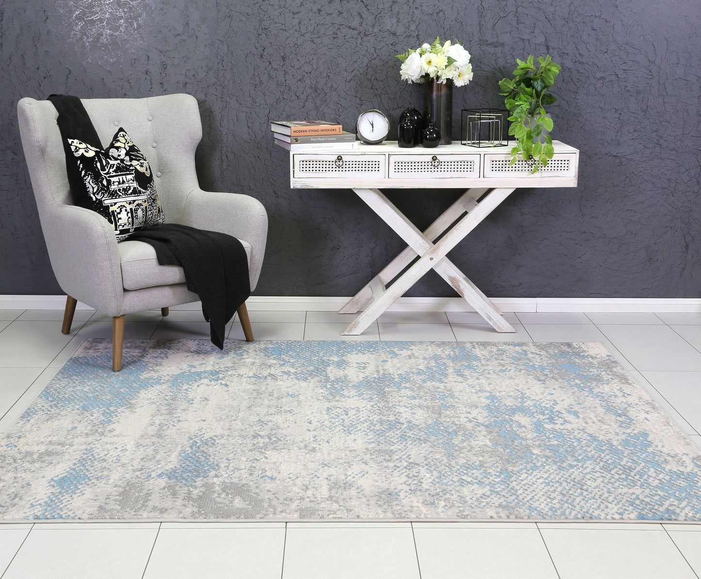 Light Blue & Grey Elise Abstract Rug - Nova Rugs