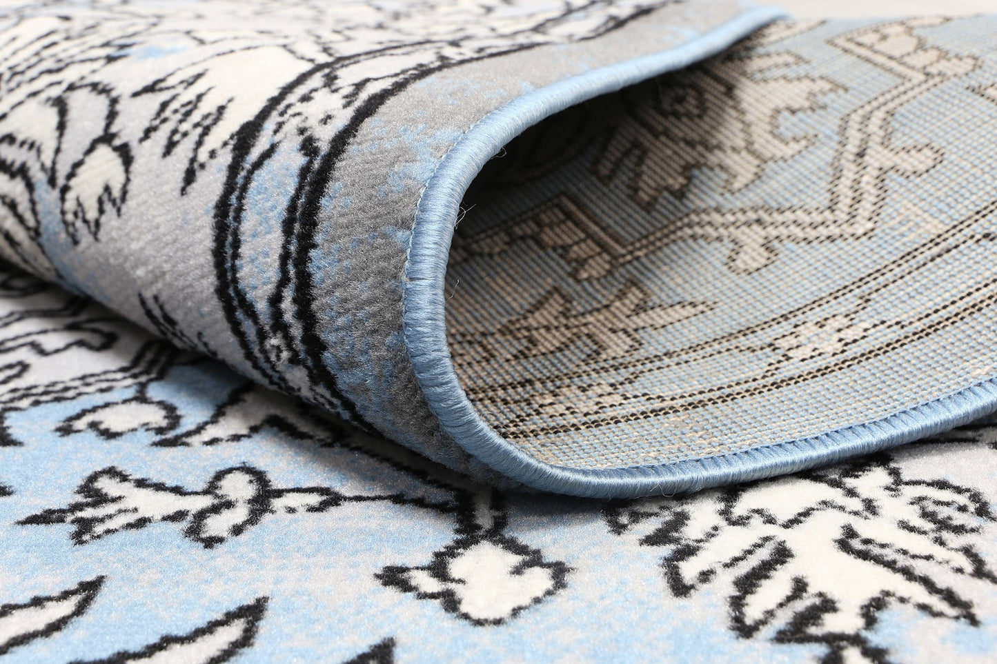Light Grey & Blue Elise Art Deco Rug - Nova Rugs