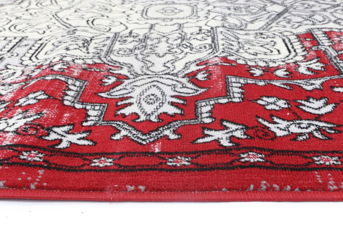 Light Grey & Red Elise Art Deco Rug - Nova Rugs