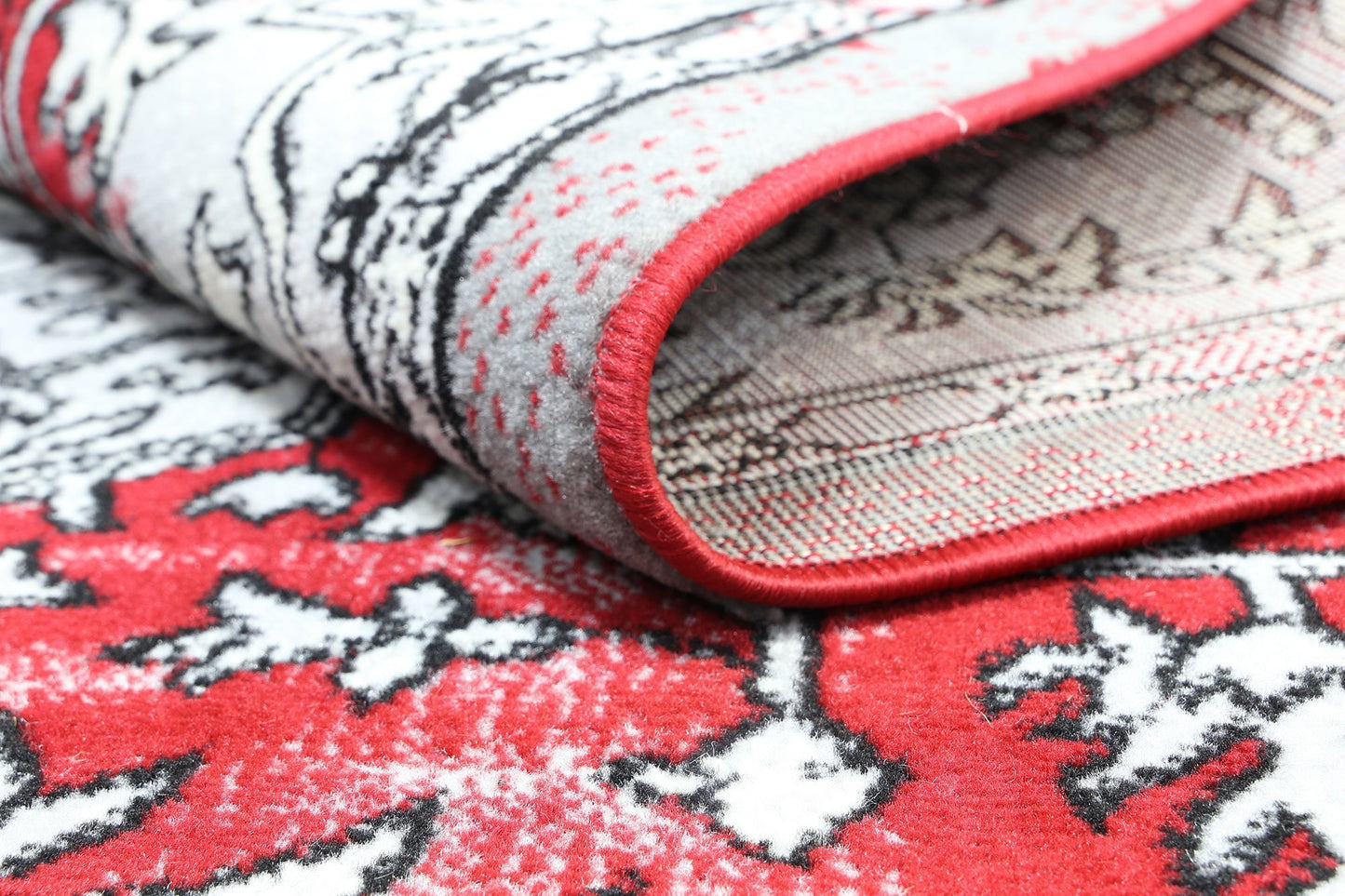 Light Grey & Red Elise Art Deco Rug - Nova Rugs