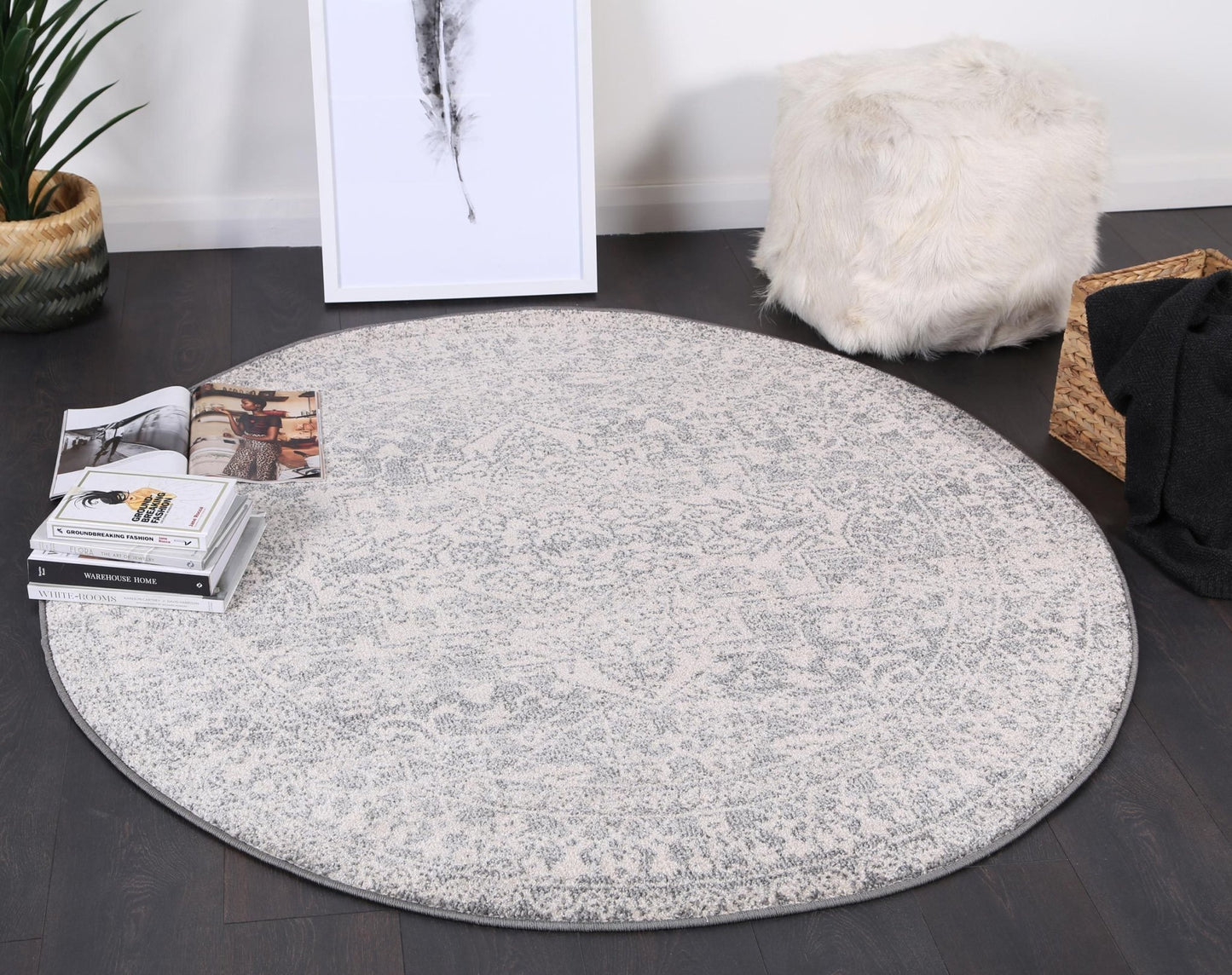 Light Grey Simone VI Round Rug - Nova Rugs