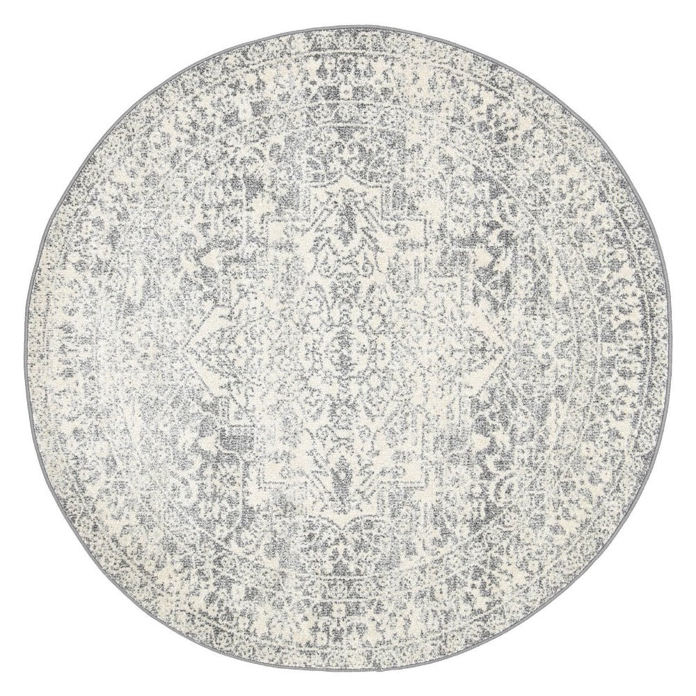 Light Grey Simone VI Round Rug - Nova Rugs