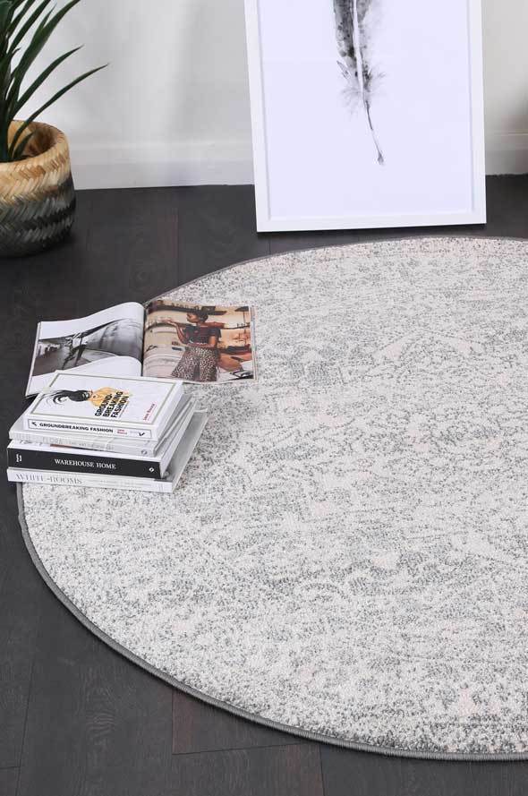 Light Grey Simone VI Round Rug - Nova Rugs