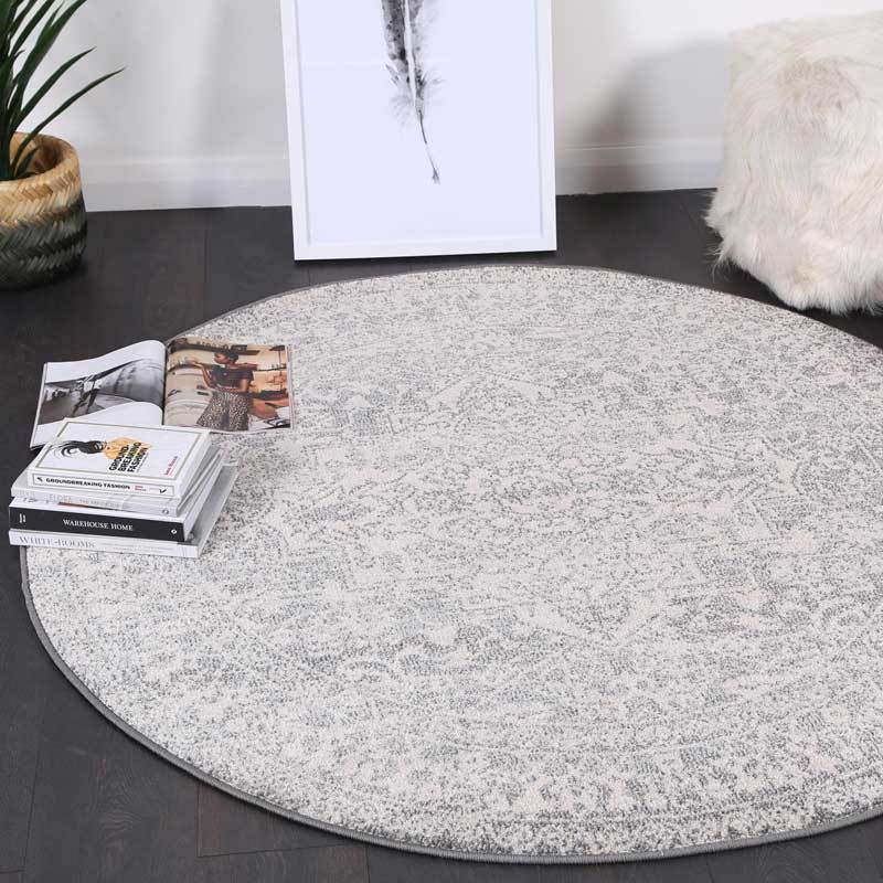 Light Grey Simone VI Round Rug - Nova Rugs