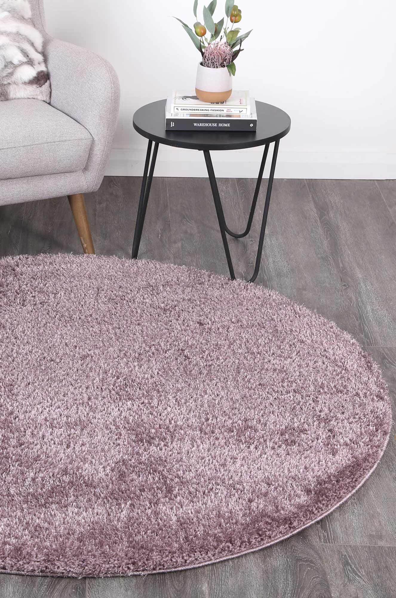 Lilac Eden Soft Shag Round Rug - Nova Rugs