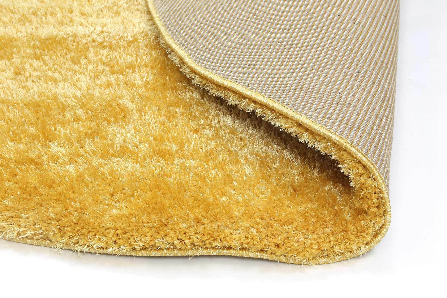 Mustard Eden Soft Shag Round Rug - Nova Rugs