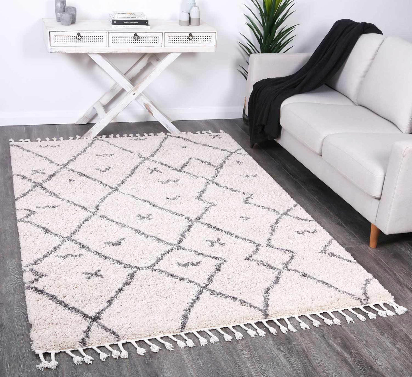 Nadira Shag Rug, Cream - Nova Rugs