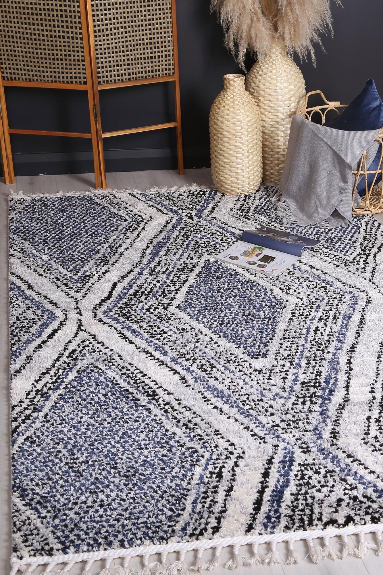 Navy Myk Geometric Rug - Nova Rugs