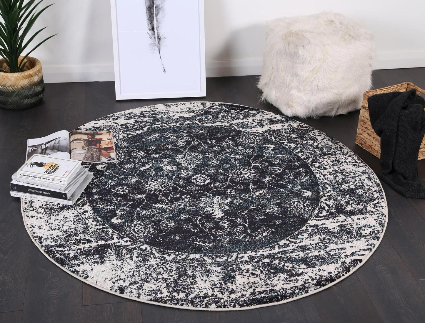 Navy Simone IX Round Rug - Nova Rugs
