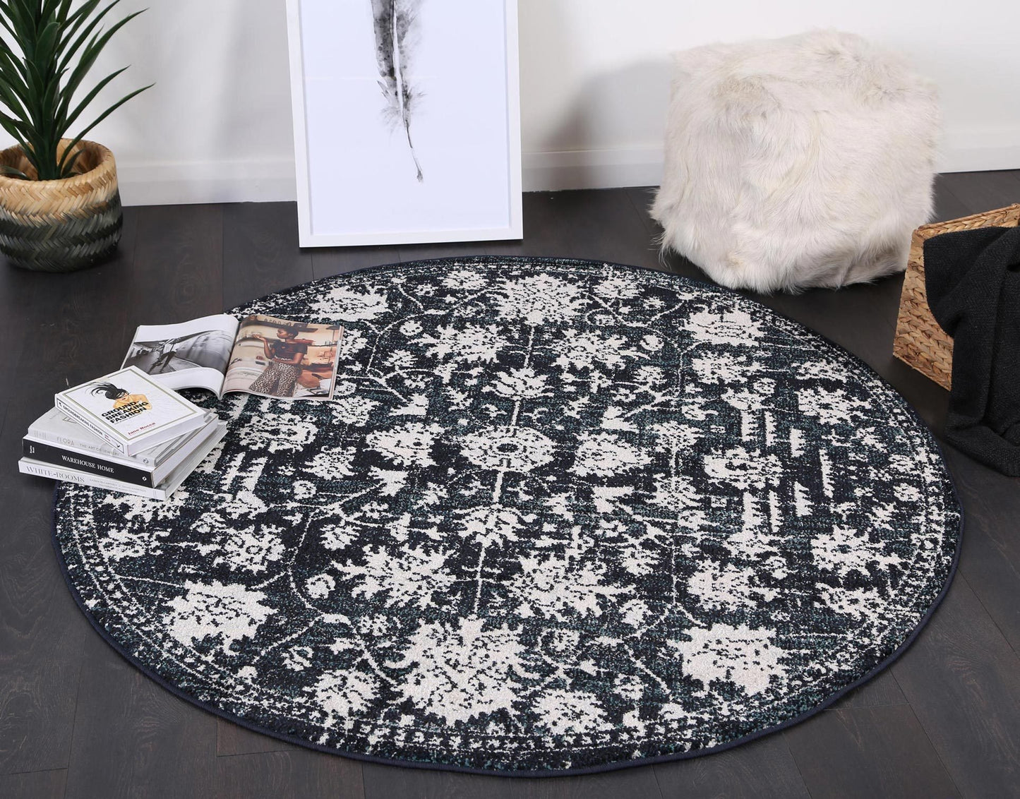 Navy Simone XI Round Rug - Nova Rugs