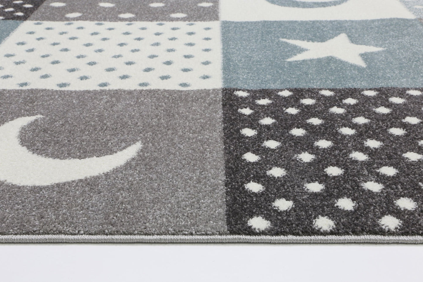Nova Blue Grey Stars & Hearts Rug - Nova Rugs
