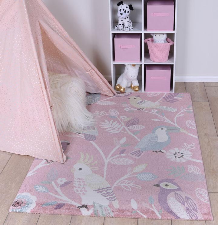 Nova Kids Pastel Birds Rug Pink - Nova Rugs
