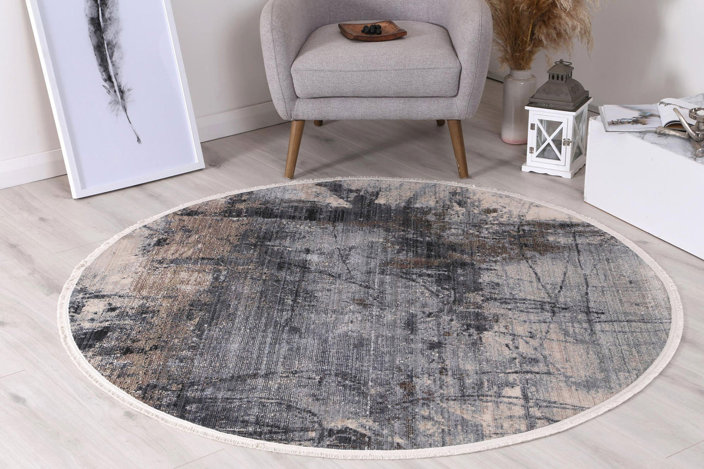 Parsons Modern Round Rug, Ash Blue - Nova Rugs