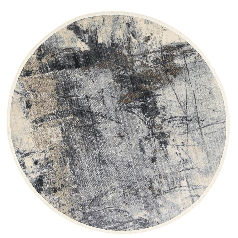 Parsons Modern Round Rug, Ash Blue - Nova Rugs