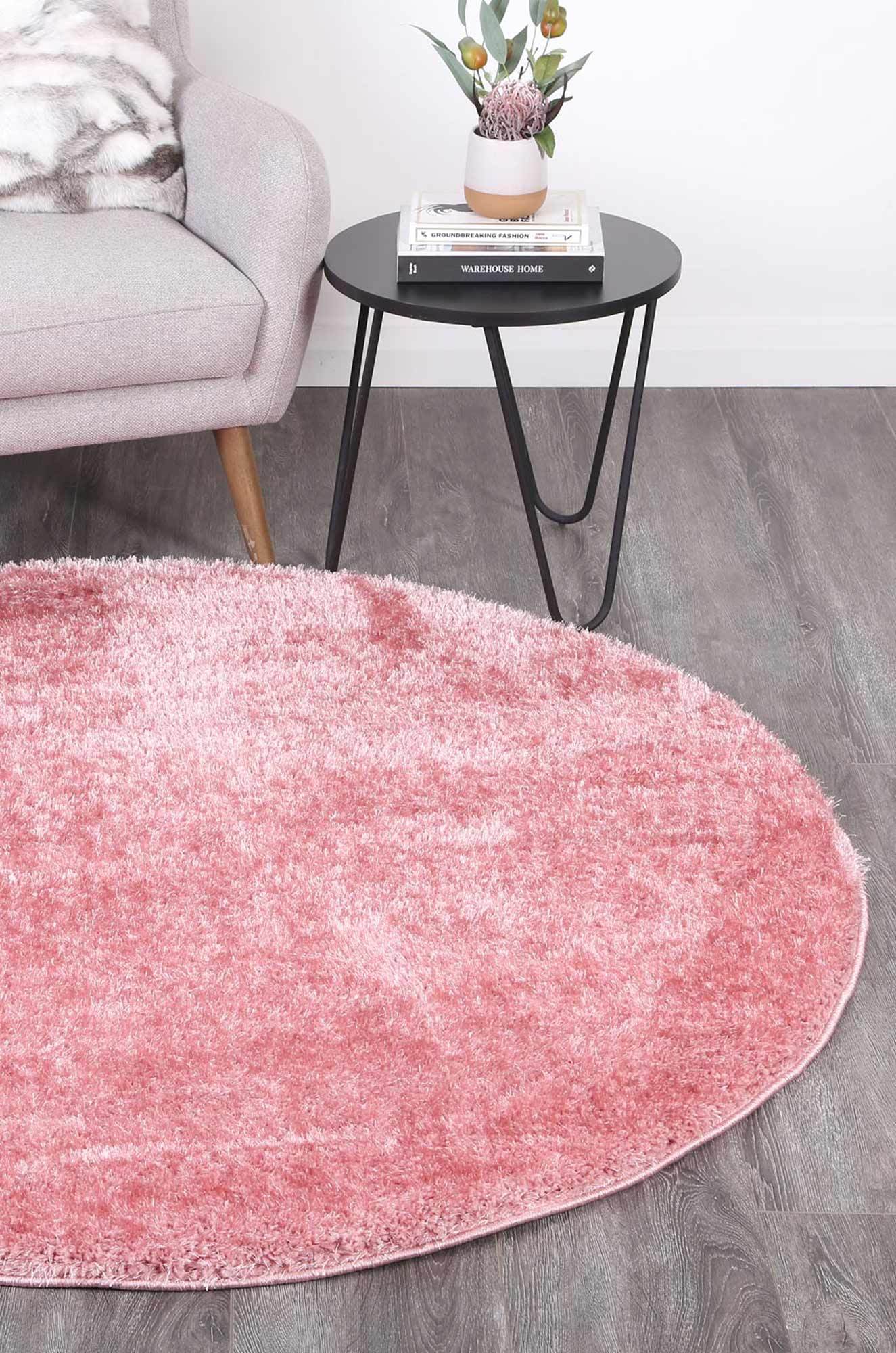 Pink Eden Soft Shag Round Rug - Nova Rugs