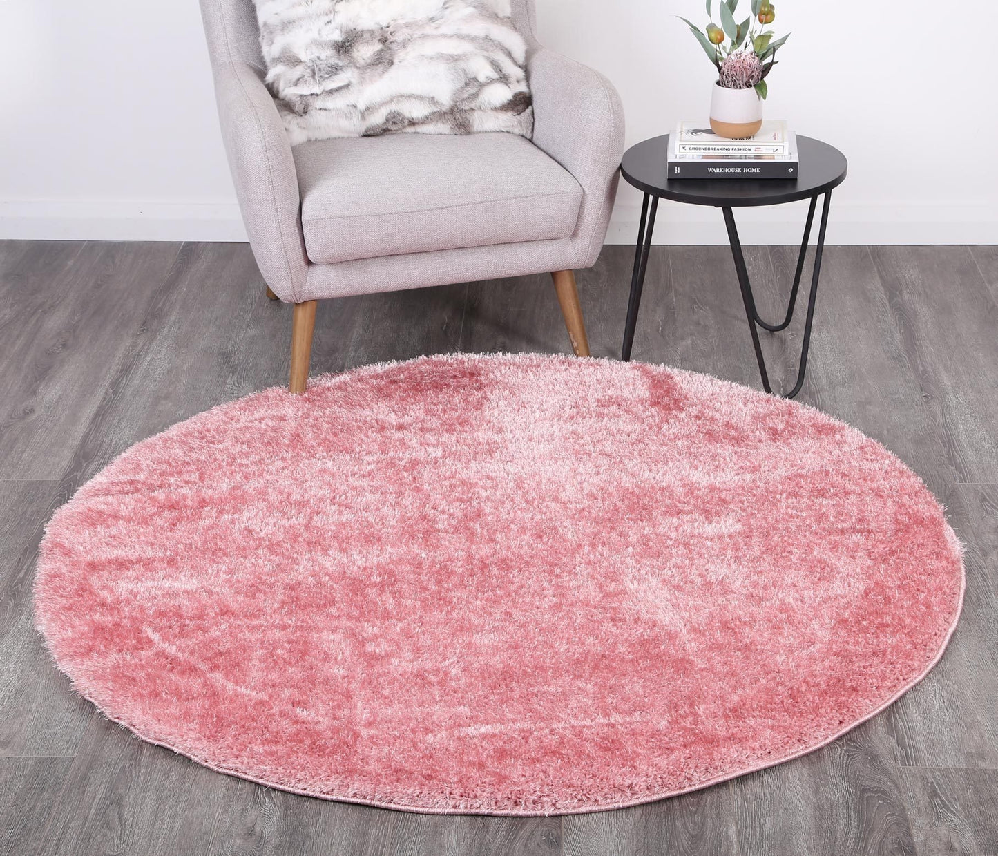 Pink Eden Soft Shag Round Rug - Nova Rugs