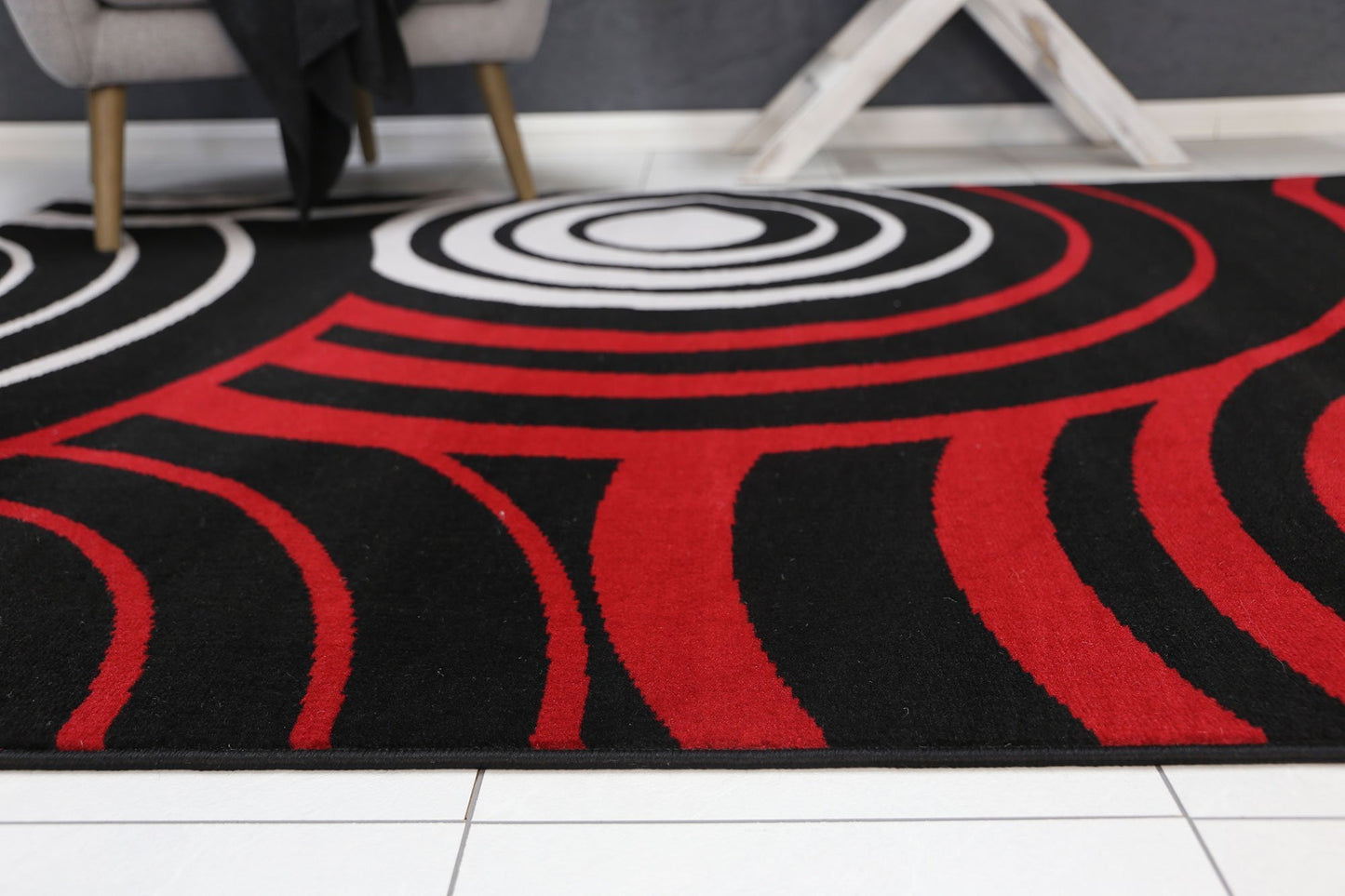 Red & Black Elise Circles Rug - Nova Rugs