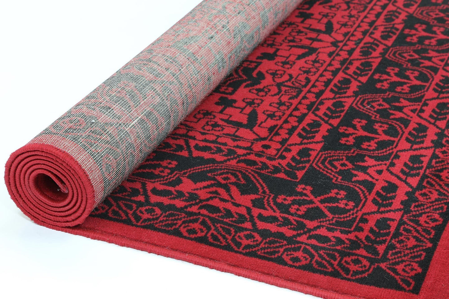 Red & Black Elise Detail Rug - Nova Rugs