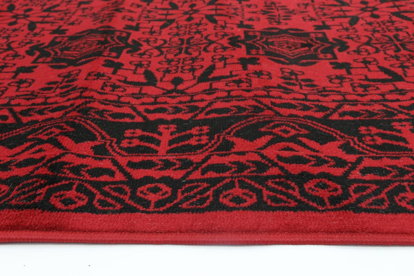 Red & Black Elise Detail Rug - Nova Rugs