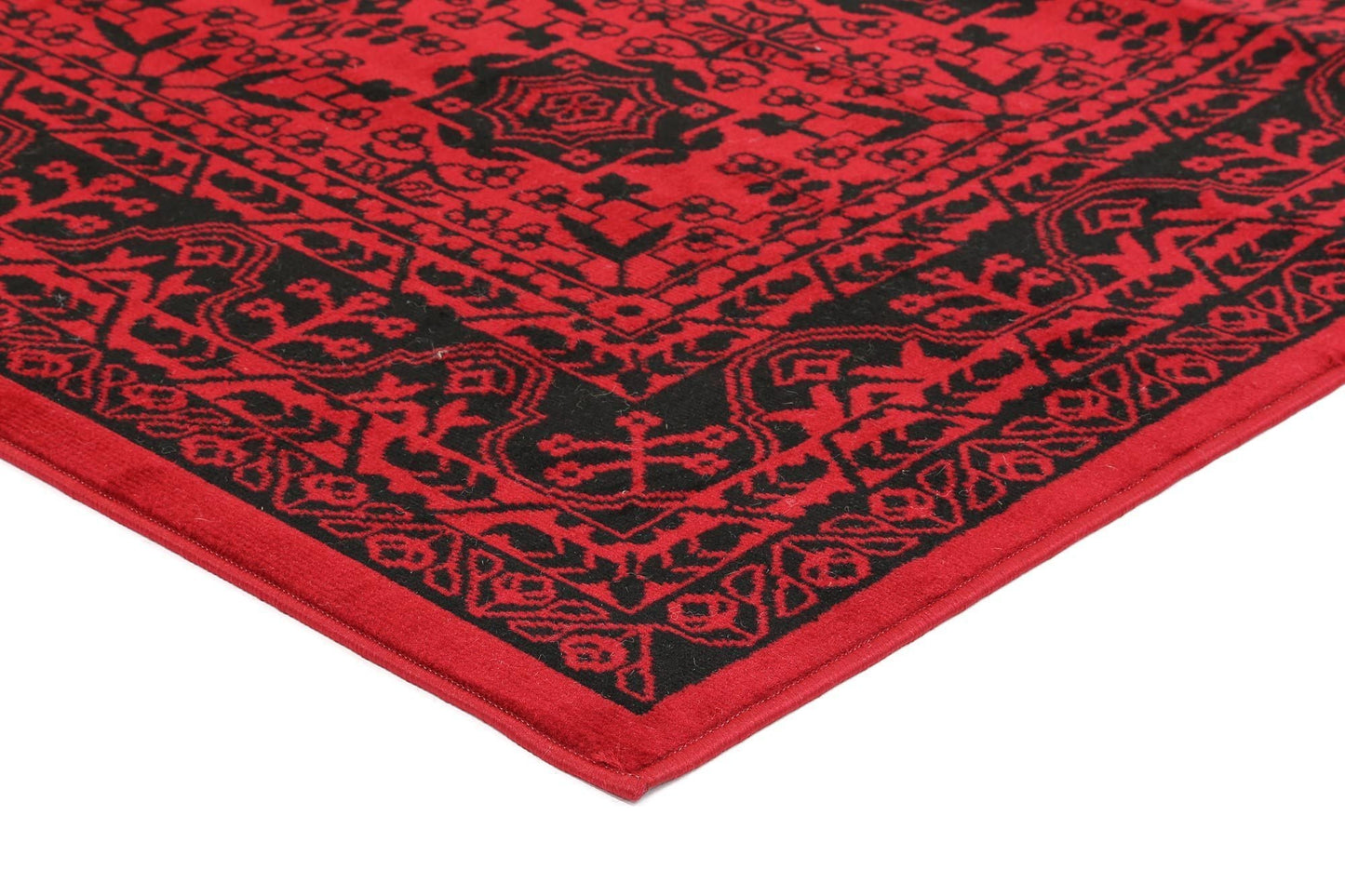 Red & Black Elise Detail Rug - Nova Rugs