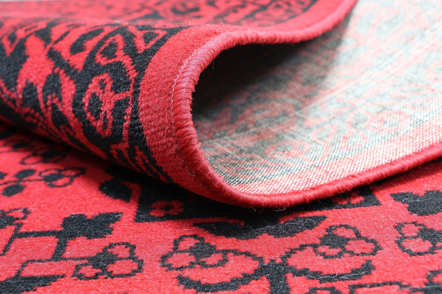 Red & Black Elise Detail Rug - Nova Rugs