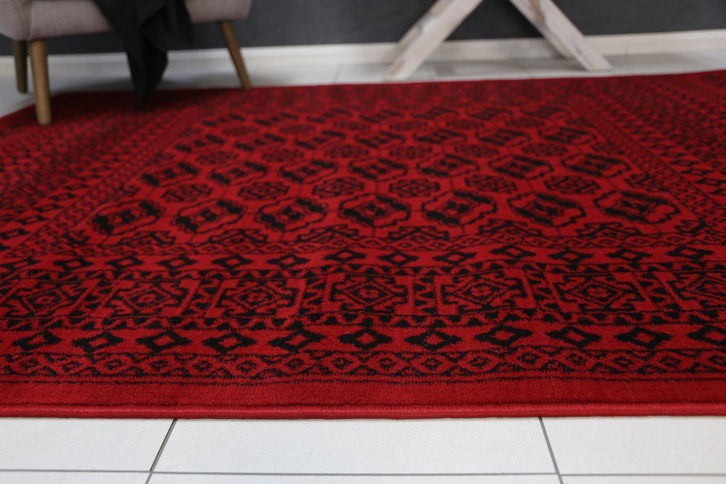 Red & Black Elise Geometric Rug - Nova Rugs