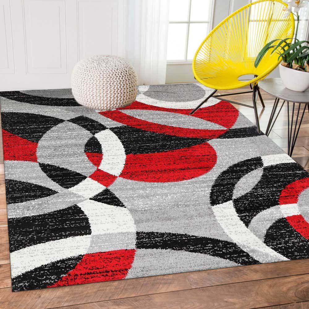 Red & Black Pablo Circles Rug - Nova Rugs