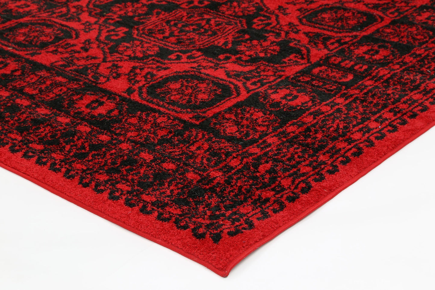 Red & Black Tribute Afghan Inspired Rug - Nova Rugs
