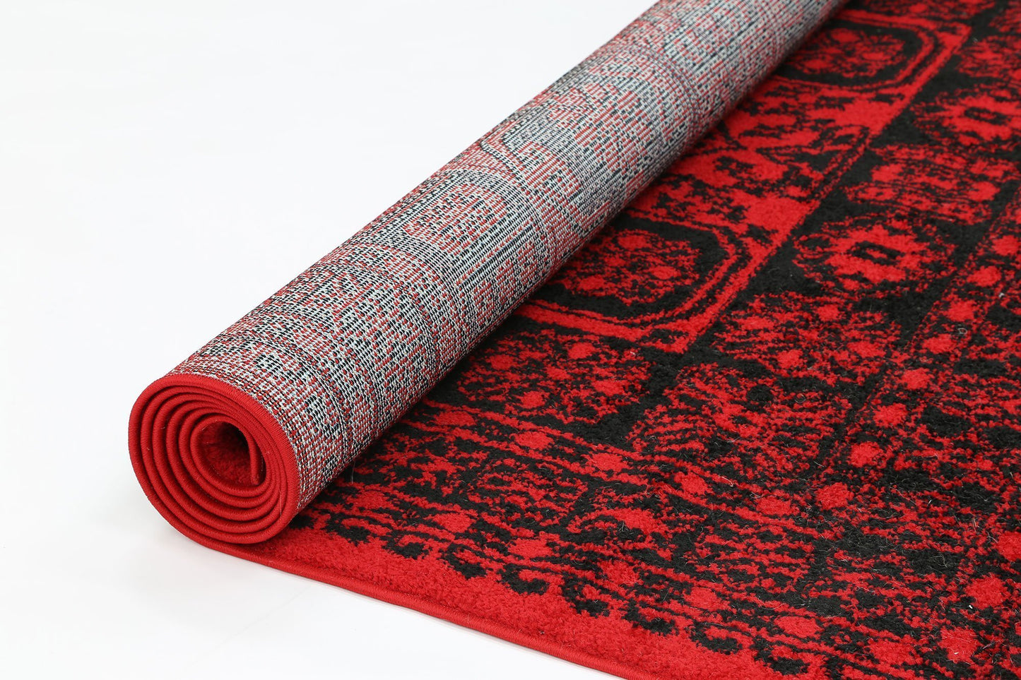 Red & Black Tribute Afghan Inspired Rug - Nova Rugs