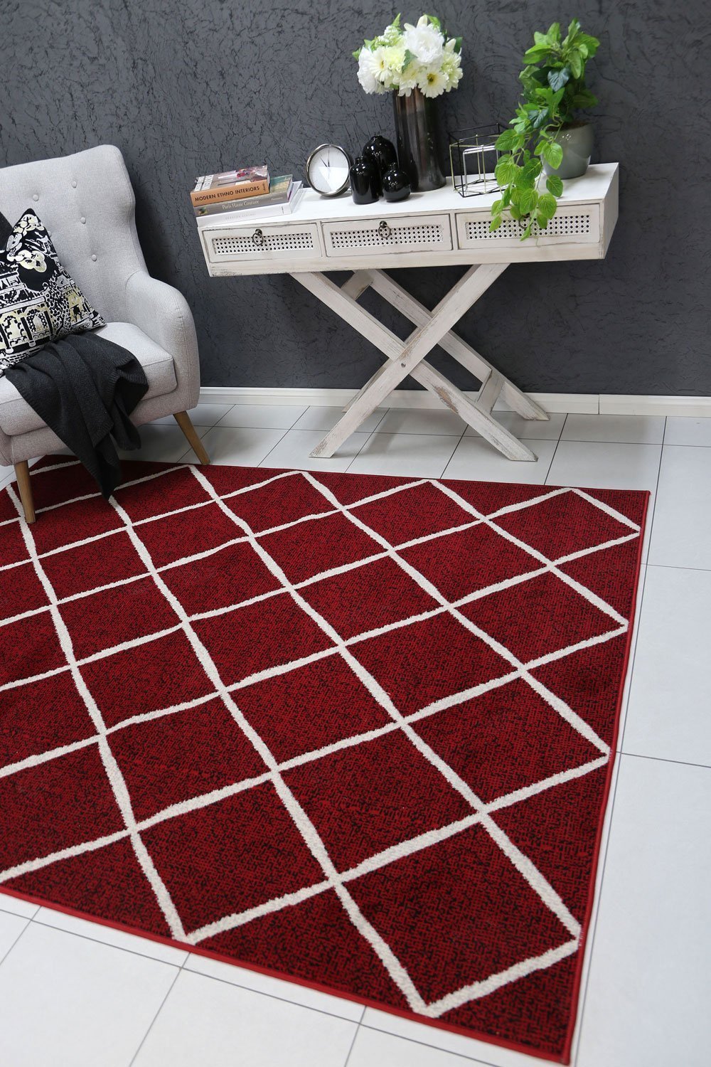 Red Elise Trellis Rug - Nova Rugs