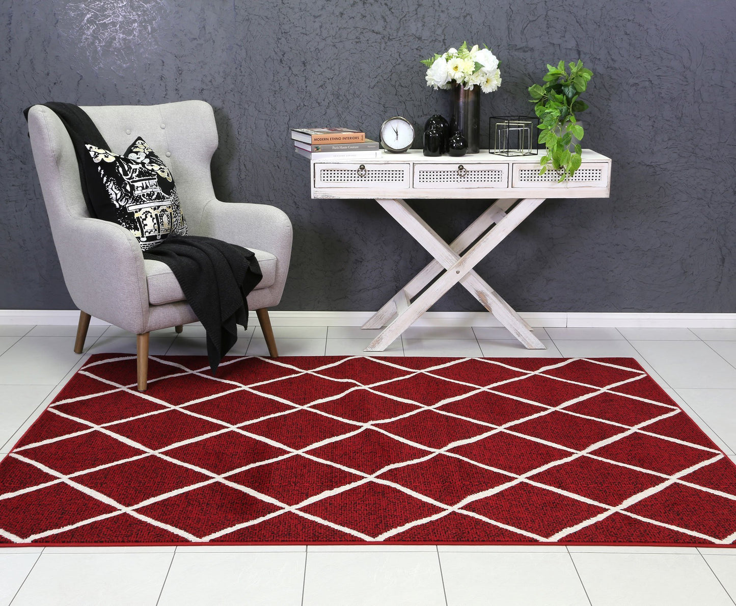 Red Elise Trellis Rug - Nova Rugs