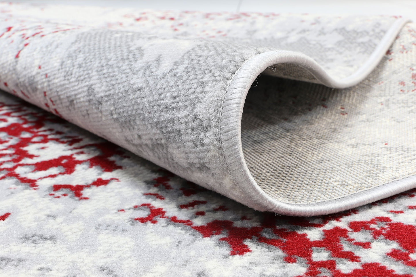 Red & Light Grey Elise Abstract Rug - Nova Rugs
