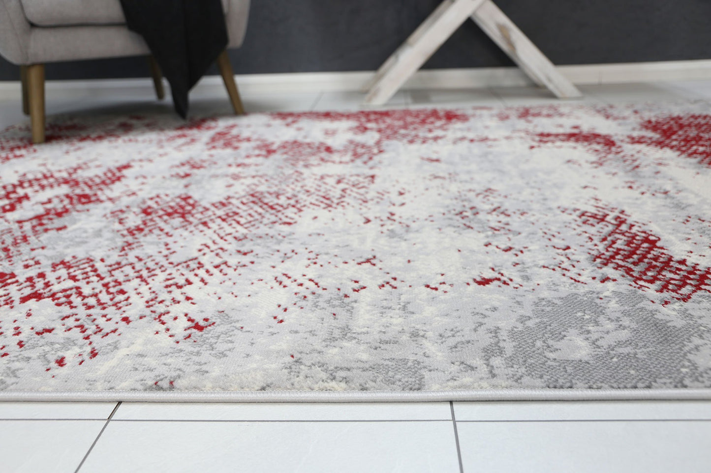 Red & Light Grey Elise Abstract Rug - Nova Rugs