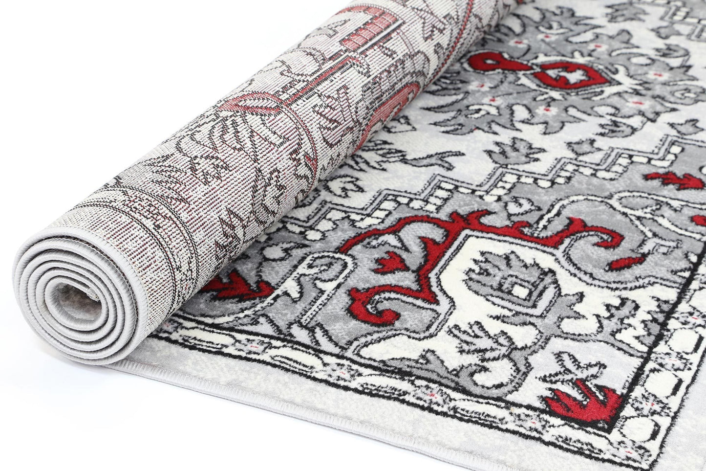 Red & Light Grey Elise Art Deco Rug - Nova Rugs