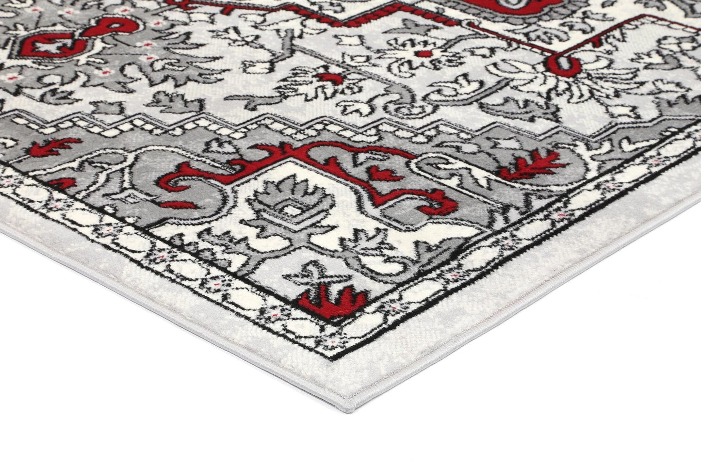 Red & Light Grey Elise Art Deco Rug - Nova Rugs