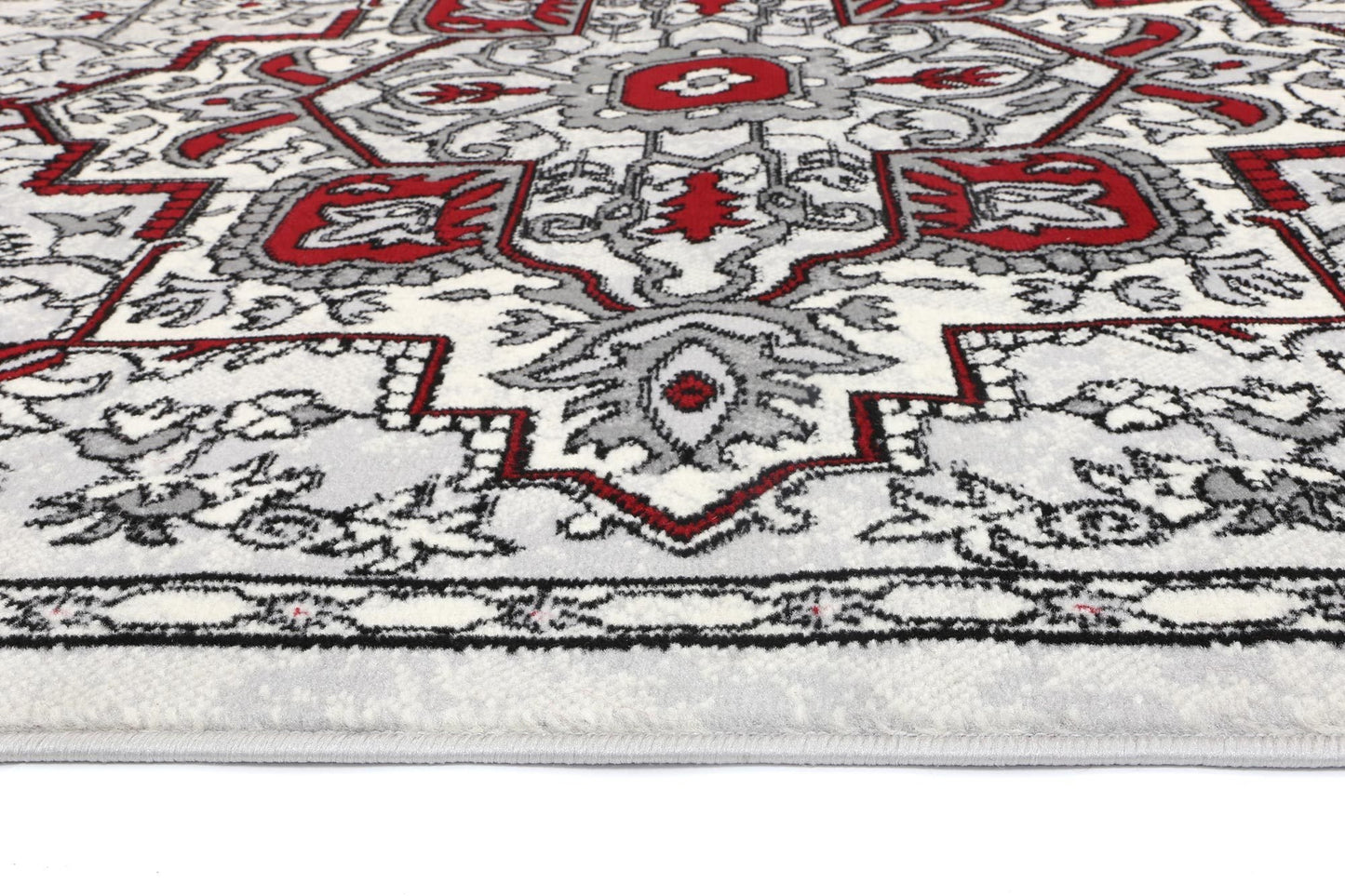 Red & Light Grey Elise Art Deco Rug - Nova Rugs