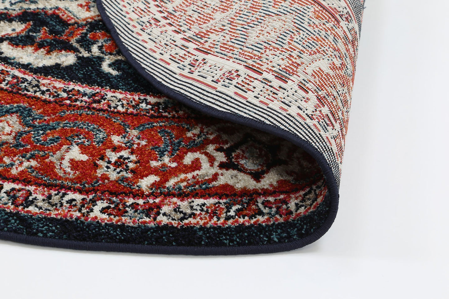 Red & Navy Simone III Round Rug - Nova Rugs