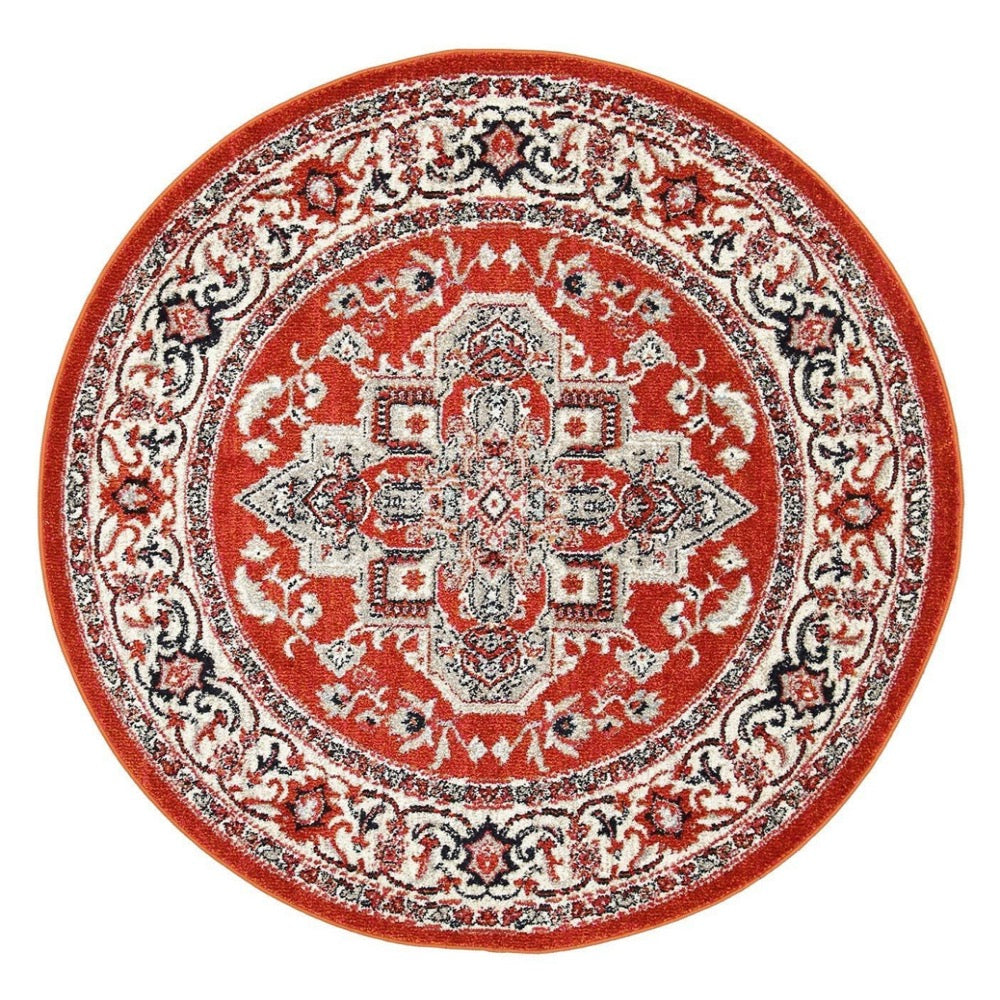 Red Simone III Round Rug - Nova Rugs